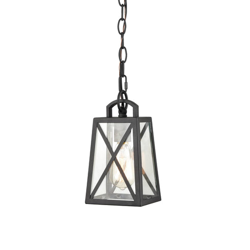 Industrial Exterior Pendant Light Hanging Matte Black Lantern Porch Light